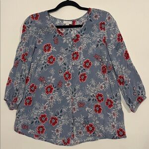 J. Jill Floral Button Front Blouse woman’s medium